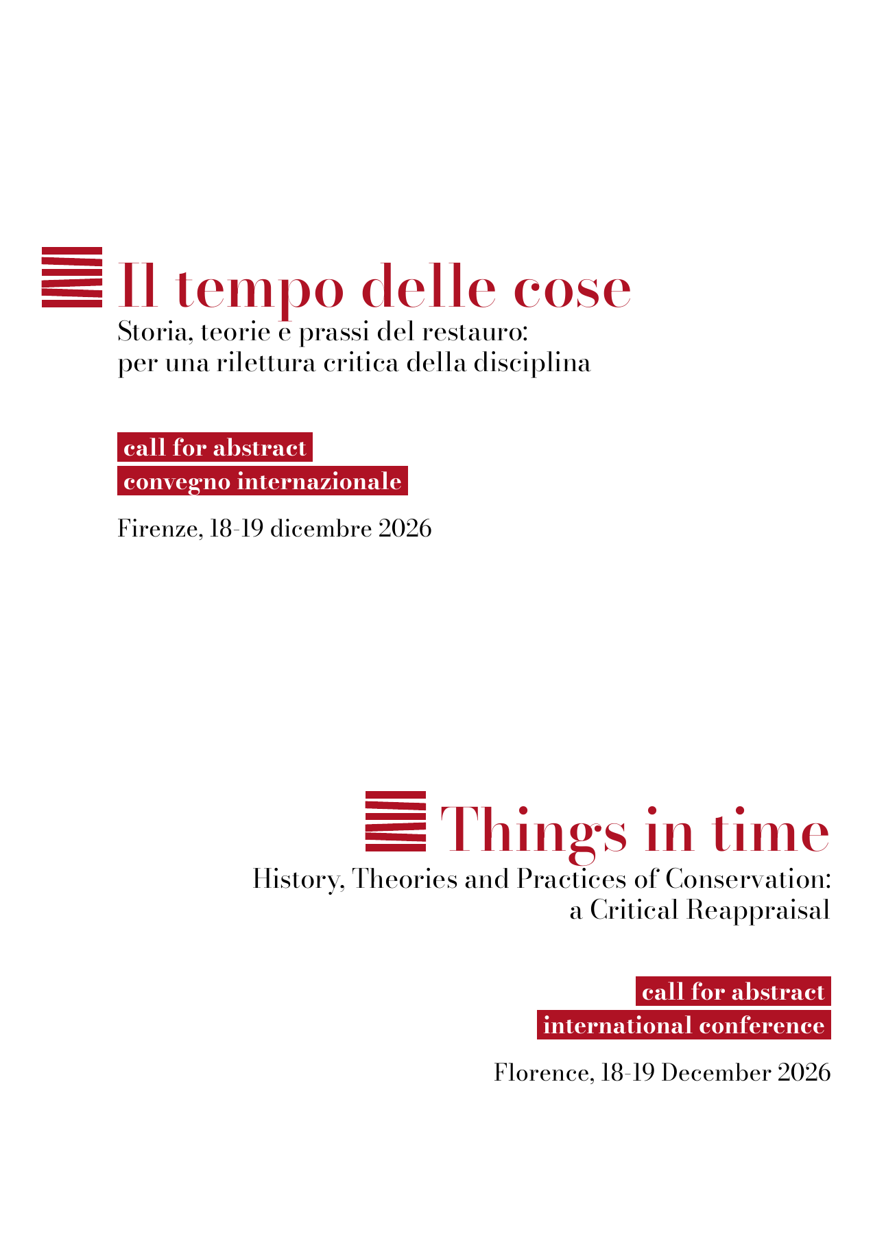 Il tempo delle cose — international conference, Florence, 18–19 December 2026