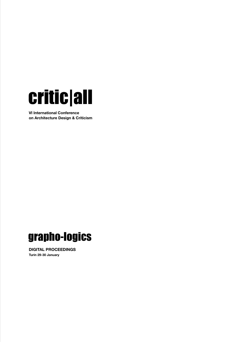 Critic|all Press–ETSAM · Couverture des actes